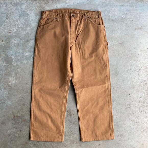 Dickies Carpenter Pants Dungaree Fit Size: 38x28 Tan Canvas Work - Picture 1 of 6